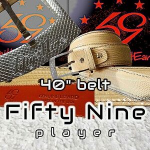 New 59 Belts | Customizable Handmade Genuine Lizard Belt | 40" Ivory | Made USA